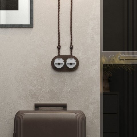 Выключатель двухклавишный на 4 положения Werkel Vintage белый матовый/хром W5822050 4690389183157