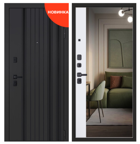 Стальная дверь "Solana" с зеркалом (биометрическая дверная ручка Smart lock T888)