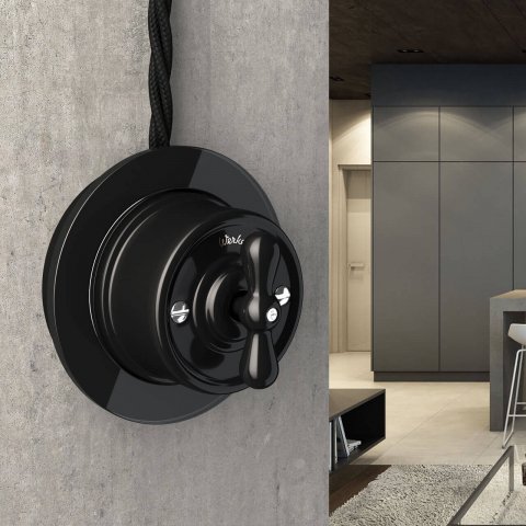 Переключатель-выключатель Werkel одноклавишный Retro черный W5612008 4690389166716