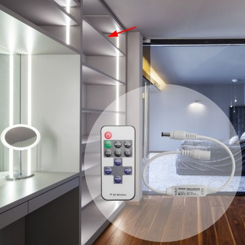 Мини-диммер для монохромной светодиодной ленты Apeyron с пультом 12/24V 04-10