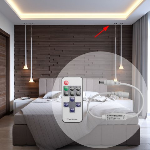 Мини-диммер для монохромной светодиодной ленты Apeyron с пультом 12/24V 04-10