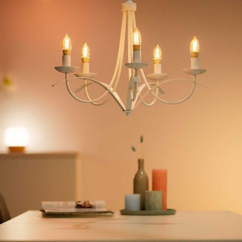 Лампа светодиодная филаментная диммируемая WiZ E14 4,9W 2700-6500K золото Wi-Fi BLE 25W C35E14920-50Amb1PF/6 929003017701