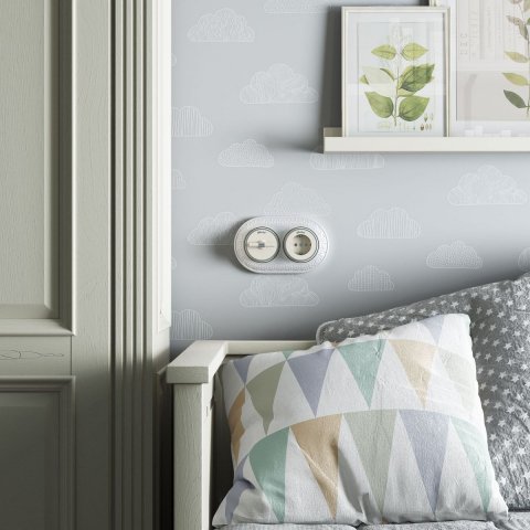 Выключатель двухклавишный на 4 положения Werkel Vintage слоновая кость матовый/хром W5822055 4690389183201