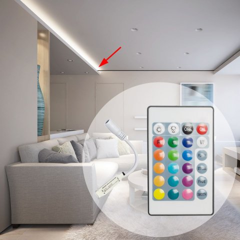 Мини-контроллер RGB Apeyron с пультом 12/24V 04-15