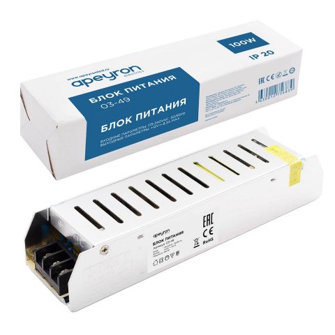 Блок питания Apeyron 12V 100W IP20 8,3A 03-49