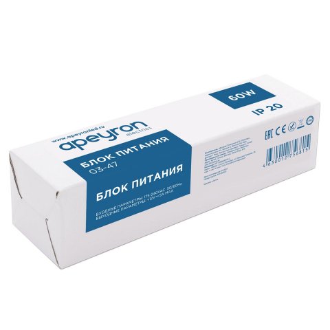 Блок питания Apeyron 12V 60W IP20 5A 03-47