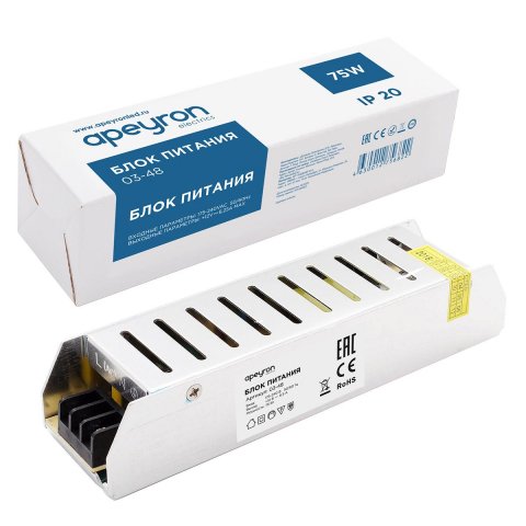 Блок питания Apeyron 12V 75W IP20 6,25A 03-48
