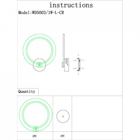 Бра Seven Fires Kamoli WD5003/1W-L-CR