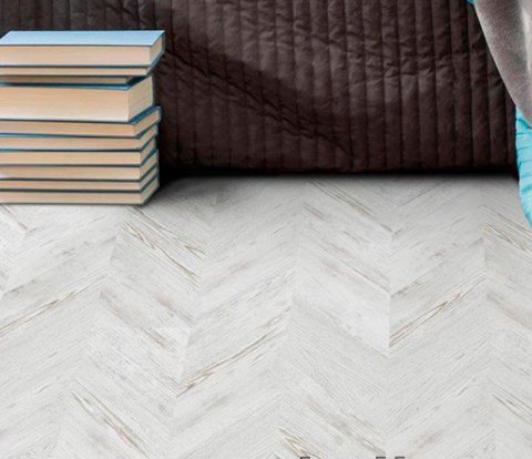 Клеевое напольное пробковое покрытие Corkstyle Chevron White