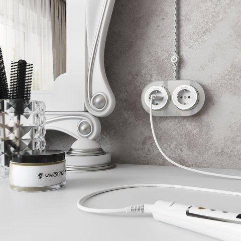 Розетка с заземлением Werkel Vintage белый матовый/хром W5871050 4690389174698