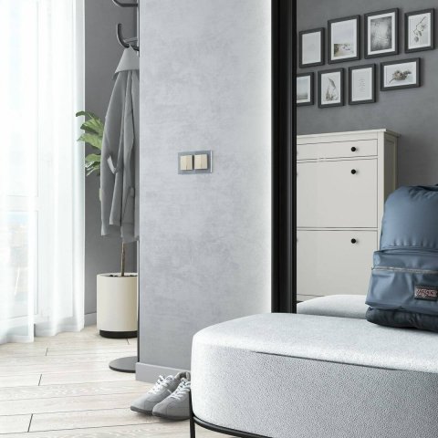 Выключатель двухклавишный проходной Werkel айвори матовый W1122062 4690389184697