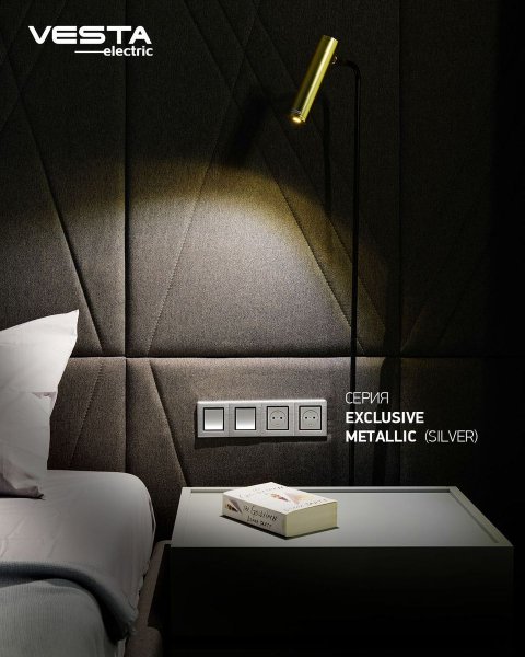 Розетка 2P+E Vesta-Electric Exclusive Silver Metallic серебро FRZ00041003SER