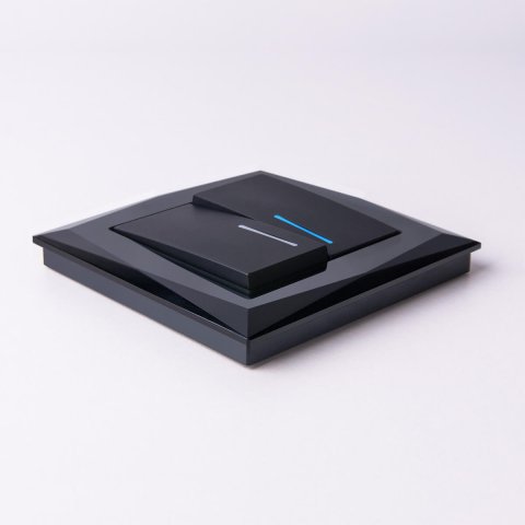 Выключатель двухклавишный проходной с подсветкой Werkel черный матовый W1122108 4690389156731