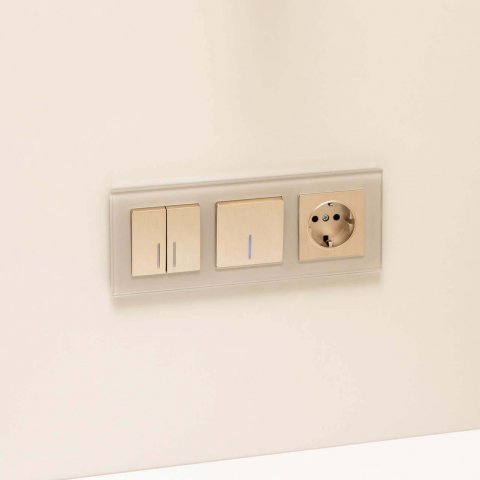 Розетка с заземлением и шторками Werkel шампань рифленый W1171110 4690389159756