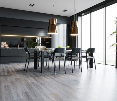 Кварцевый плинтус Fargo Comfort 379-1 Дуб Серый Иней