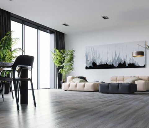 Кварцевый плинтус Fargo Comfort 379-1 Дуб Серый Иней