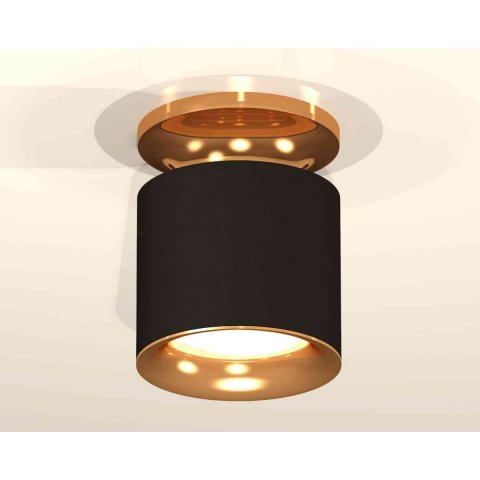 Комплект накладного светильника Ambrella light Techno Spot XS7402102 SBK/PYG черный песок/золото желтое полированное (N7929, C7402, N7014)