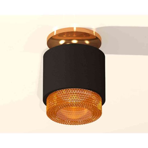 Комплект накладного светильника Ambrella light Techno Spot XS7511122 SBK/PYG/CF черный песок/золото желтое полированное/кофе (N7929, C7511, N7195)