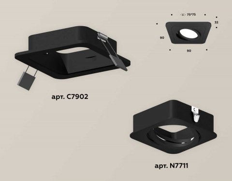 Комплект встраиваемого светильника Ambrella light Techno Spot XC (C7902, N7711) XC7902010