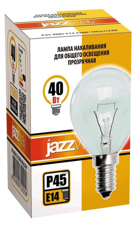 Лампа накаливания Jazzway E14 40W 2700K прозрачная 3320256