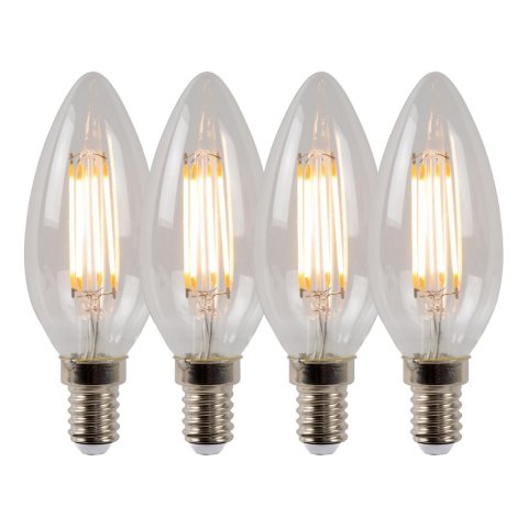 Лампа светодиодная диммируемая Lucide E14 4W 2700K прозрачная 49023/14/60