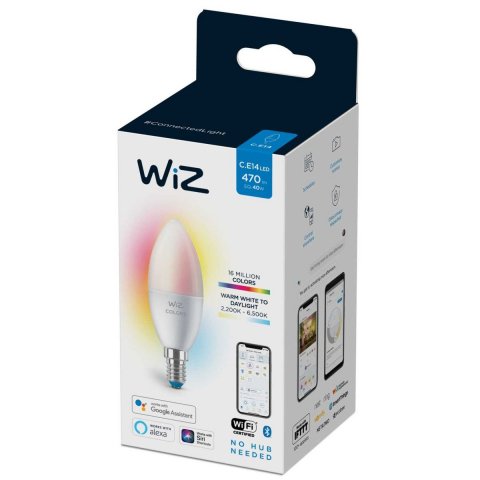 Лампа светодиодная диммируемая WiZ E14 4,9W RGB+CCT матовая Wi-Fi BLE 40WC37E14922-65RGB1PF/6 929002448802