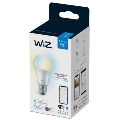 Лампа светодиодная диммируемая WiZ E27 8W 2700-6500K матовая Wi-Fi BLE 60W A60E27927-65TW1PF/6 929002383502