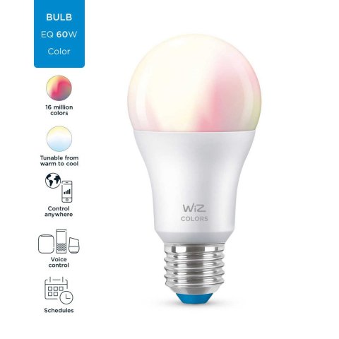 Лампа светодиодная диммируемая WiZ E27 8W RGB+CCT матовая Wi-Fi BLE 60W A60E27927-65TW1PF/6 929002383602