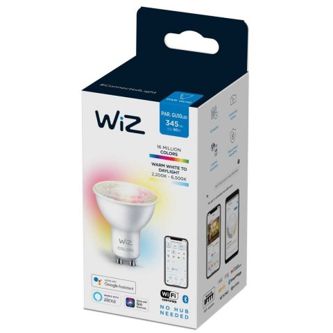 Лампа светодиодная диммируемая WiZ GU10 4,7W RGB+CCT прозрачная Wi-Fi BLE 50W GU10 922-65RGB1PF/6 929002448402