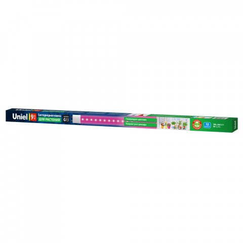 Лампа светодиодная для растений Uniel G13 9W прозрачная LED-T8-9W/SPSB/G13/CL PLP30WH UL-00006697