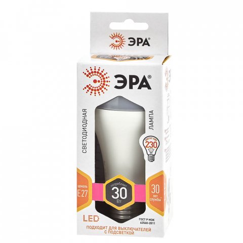 Лампа светодиодная ЭРА E27 30W 2700K матовая LED A65-30W-827-E27 Б0048015