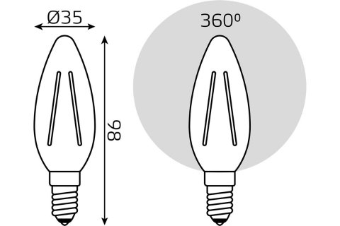 Лампа светодиодная филаментная Gauss E14 13W 4100K прозрачная 103801213