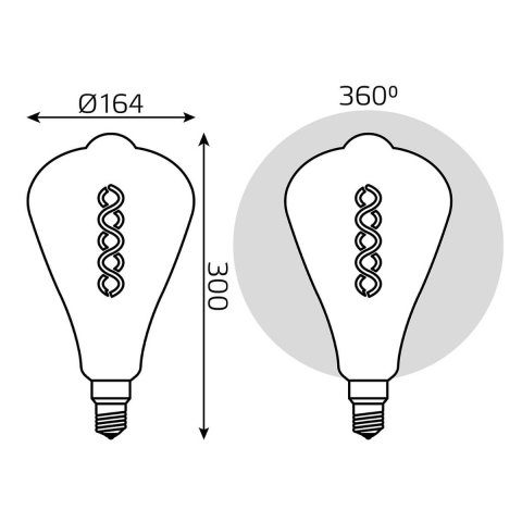 Лампа светодиодная филаментная Gauss E27 8,5W 2000K янтарная 157802105