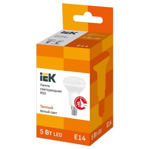 Лампа светодиодная IEK E14 5W 3000K матовая LLE-R50-5-230-30-E14