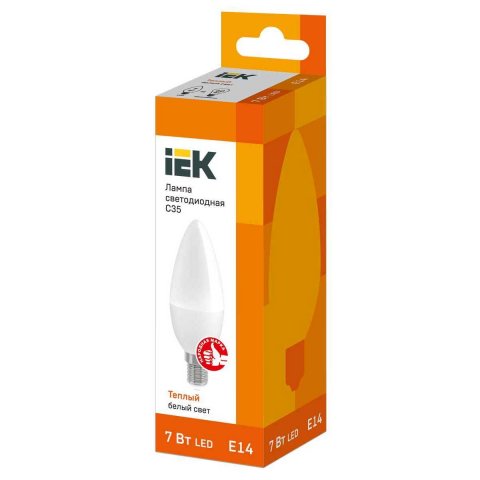 Лампа светодиодная IEK E27 7W 3000K матовая LLE-C35-7-230-30-E27