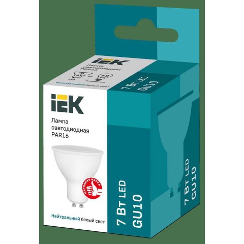 Лампа светодиодная IEK GU10 7W 4000K матовая LLE-PAR16-7-230-40-GU10