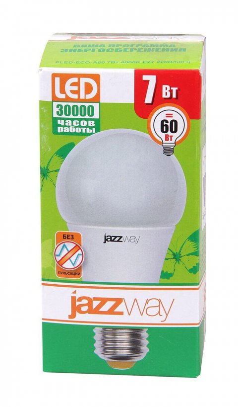 Лампа светодиодная Jazzway E27 7W 4000K матовая 1033185