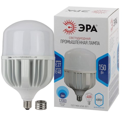 Лампа светодиодная сверхмощная ЭРА E27/E40 150W 4000K матовая LED POWER T160-150W-4000-E27/E40 Б0051795