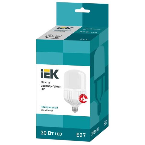 Лампа светодиодная сверхмощная IEK E27 30W 4000K матовая LLE-HP-30-230-40-E27