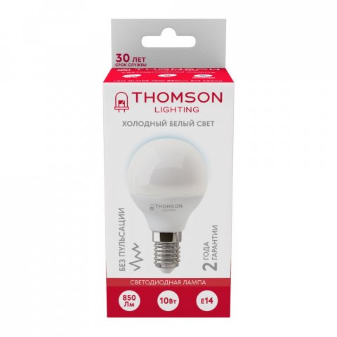 Лампа светодиодная Thomson E14 10W 6500K шар матовая TH-B2317