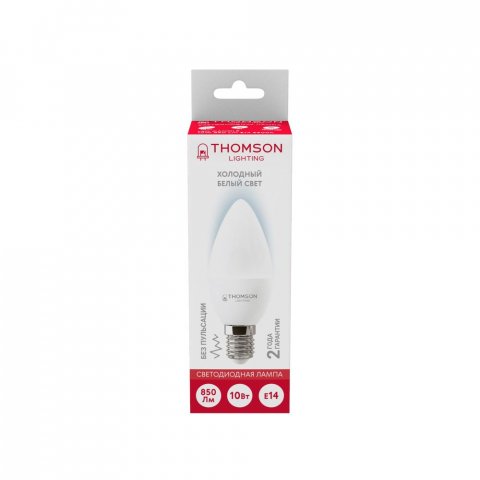 Лампа светодиодная Thomson E14 10W 6500K свеча матовая TH-B2309