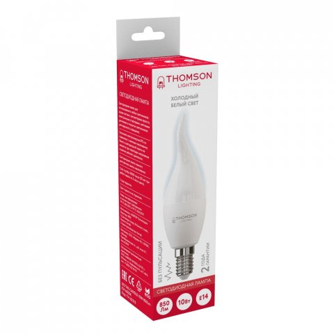 Лампа светодиодная Thomson E14 10W 6500K свеча на ветру матовая TH-B2313