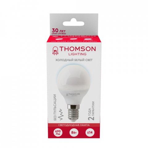 Лампа светодиодная Thomson E14 8W 6500K шар матовая TH-B2316