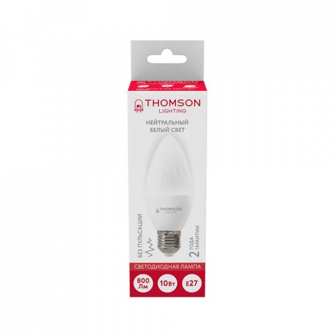 Лампа светодиодная Thomson E27 10W 4000K свеча матовая TH-B2024