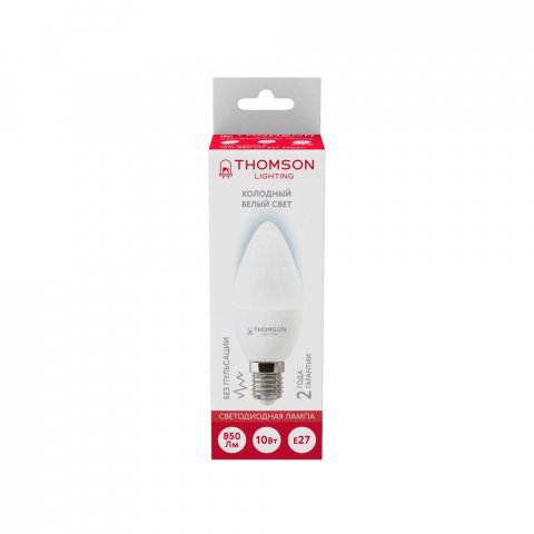 Лампа светодиодная Thomson E27 10W 6500K свеча матовая TH-B2311
