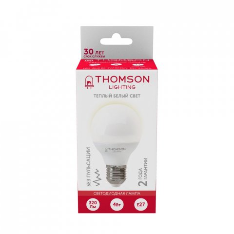 Лампа светодиодная Thomson E27 4W 3000K шар матовая TH-B2361