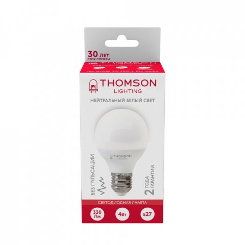 Лампа светодиодная Thomson E27 4W 4000K шар матовая TH-B2362