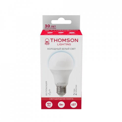 Лампа светодиодная Thomson E27 5W 6500K груша матовая TH-B2300