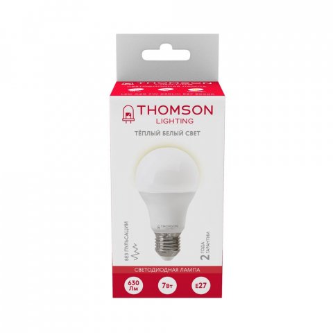 Лампа светодиодная Thomson E27 7W 3000K груша матовая TH-B2001