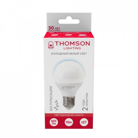 Лампа светодиодная Thomson E27 8W 6500K шар матовая TH-B2319